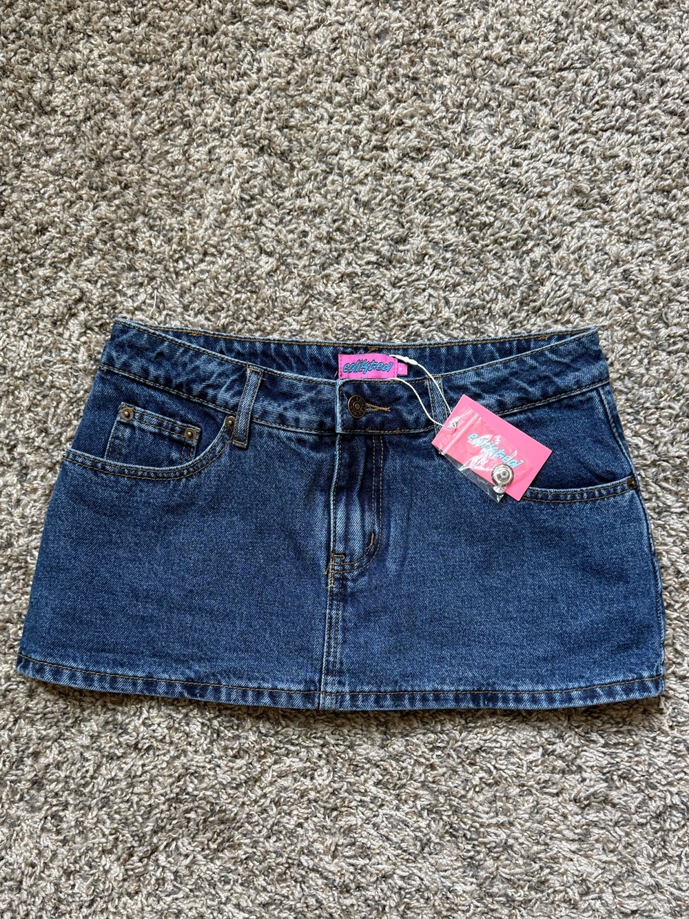 Edikted Dark Blue Denim Mini Skirt NWT